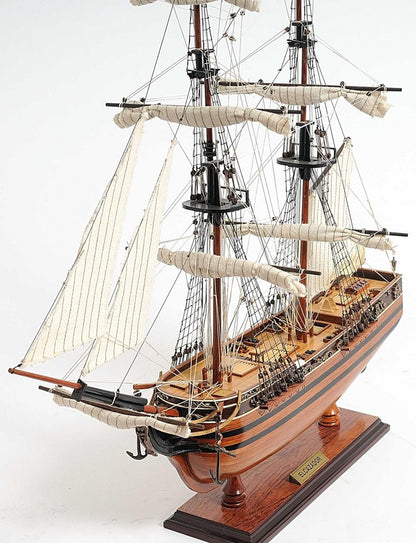 24" Brown Solid Wood Hand Painted Boat Model Boat HomeRoots