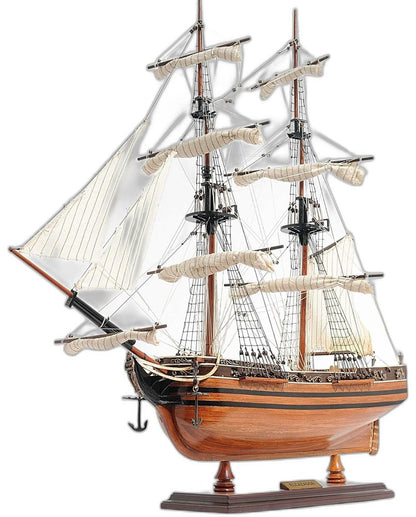 24" Brown Solid Wood Hand Painted Boat Model Boat HomeRoots