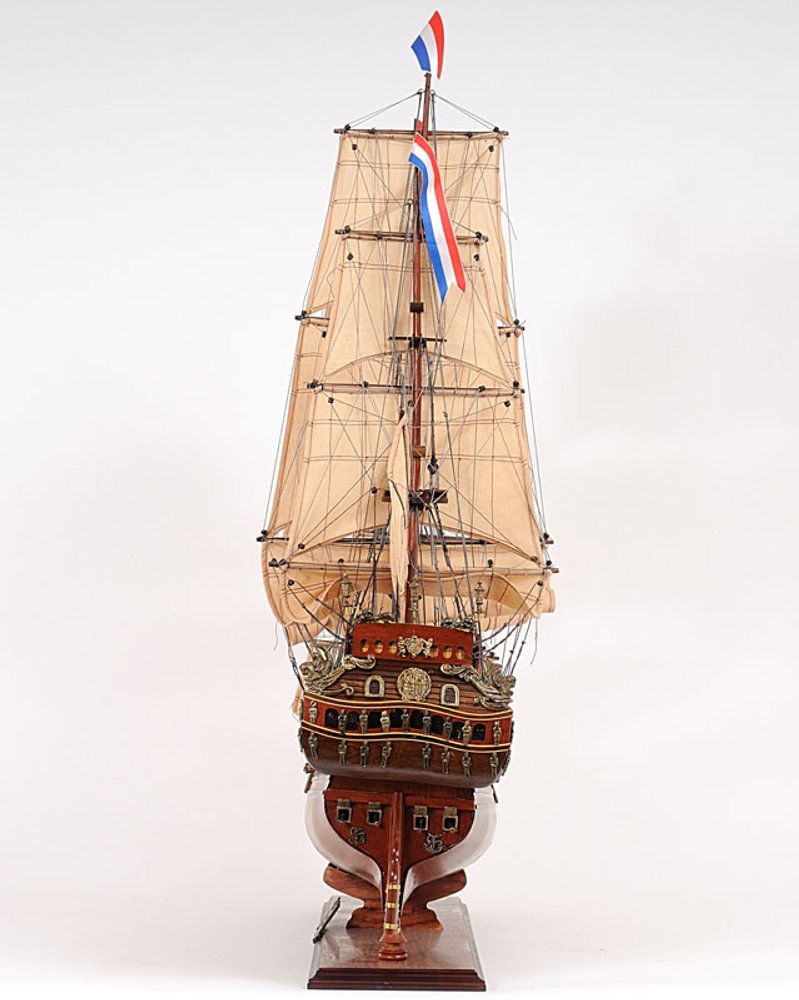 26" Brown Solid Wood Hand Painted Model Boat — view 3