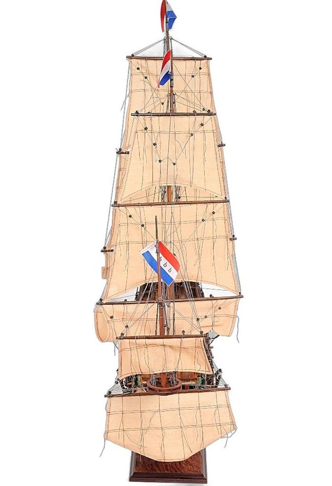 35" Brown Solid Wood Hand Painted Model Boat HomeRoots