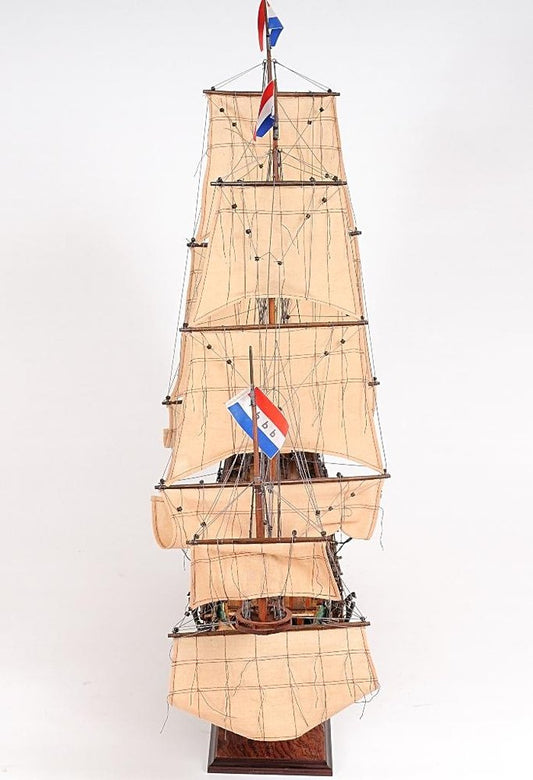 35" Brown Solid Wood Hand Painted Model Boat HomeRoots