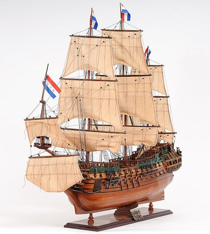 35" Brown Solid Wood Hand Painted Model Boat HomeRoots