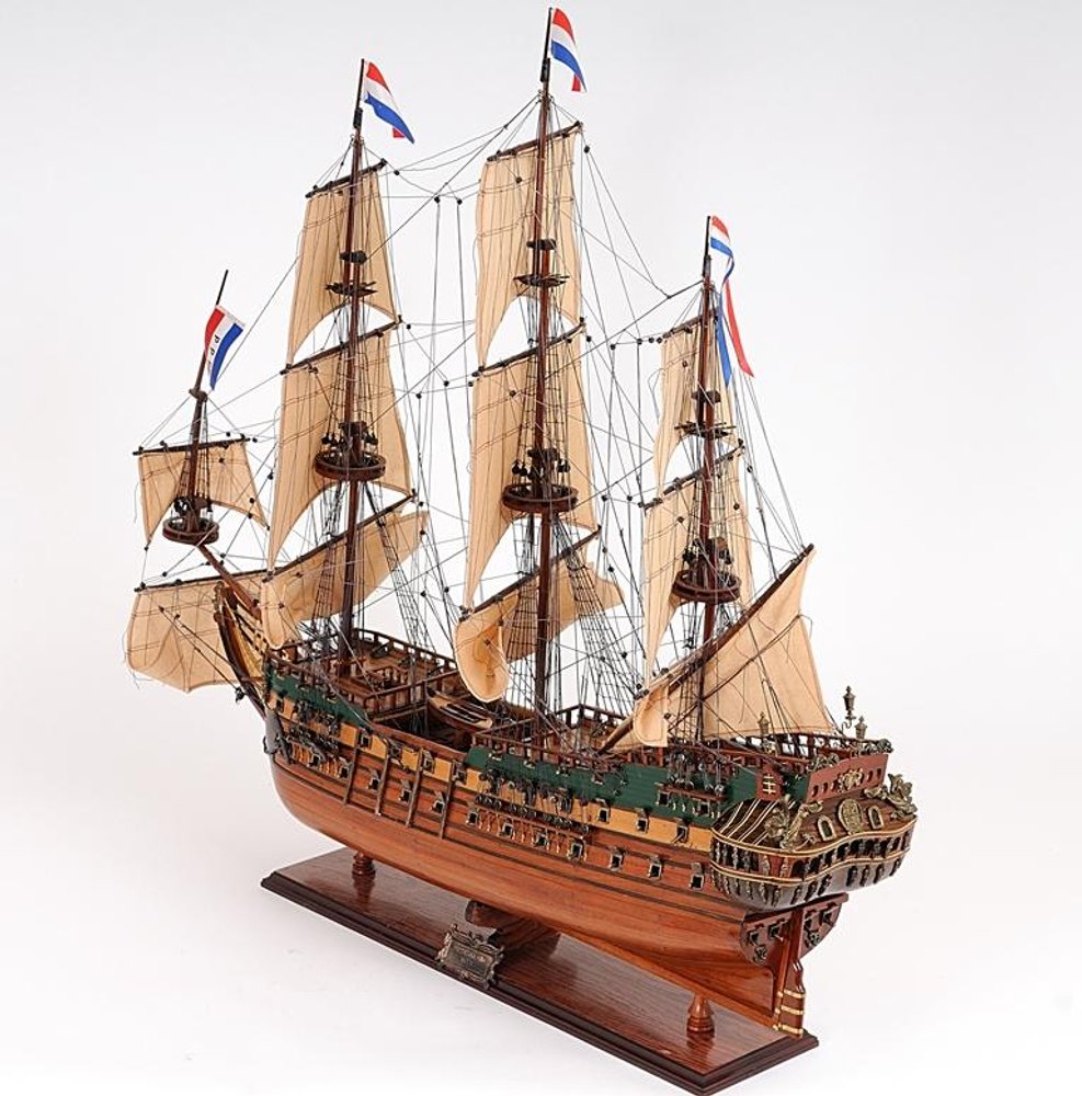 35" Brown Solid Wood Hand Painted Model Boat HomeRoots