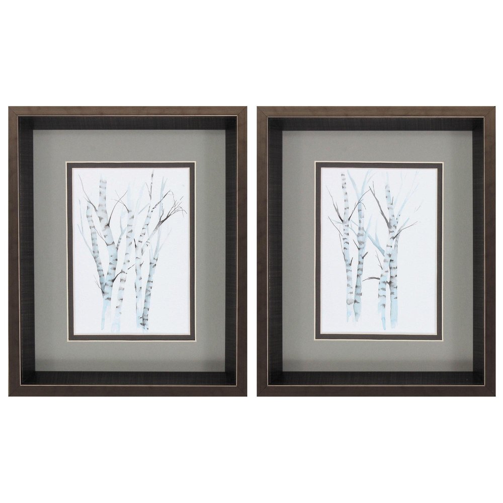 10" X 12" Brushed Silver Frame Aquarelle Birches (Set Of 2) — view 1