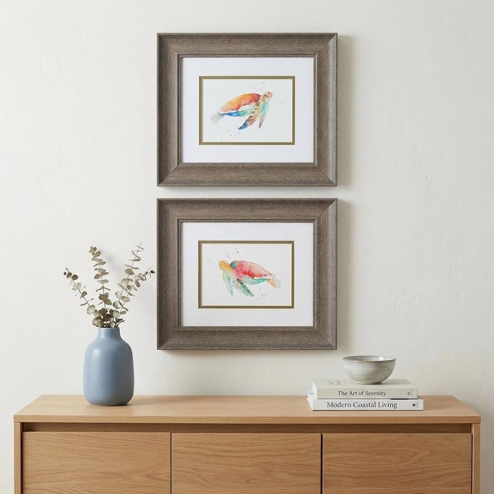 Set of Two Red and Blue Turtle Framed Wall Art — view 4