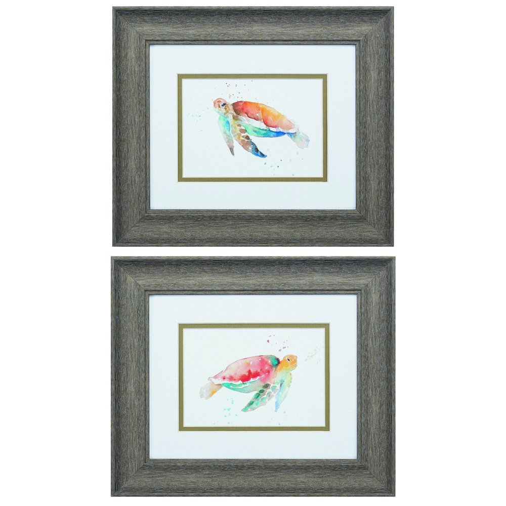 Set of Two Red and Blue Turtle Framed Wall Art — view 3