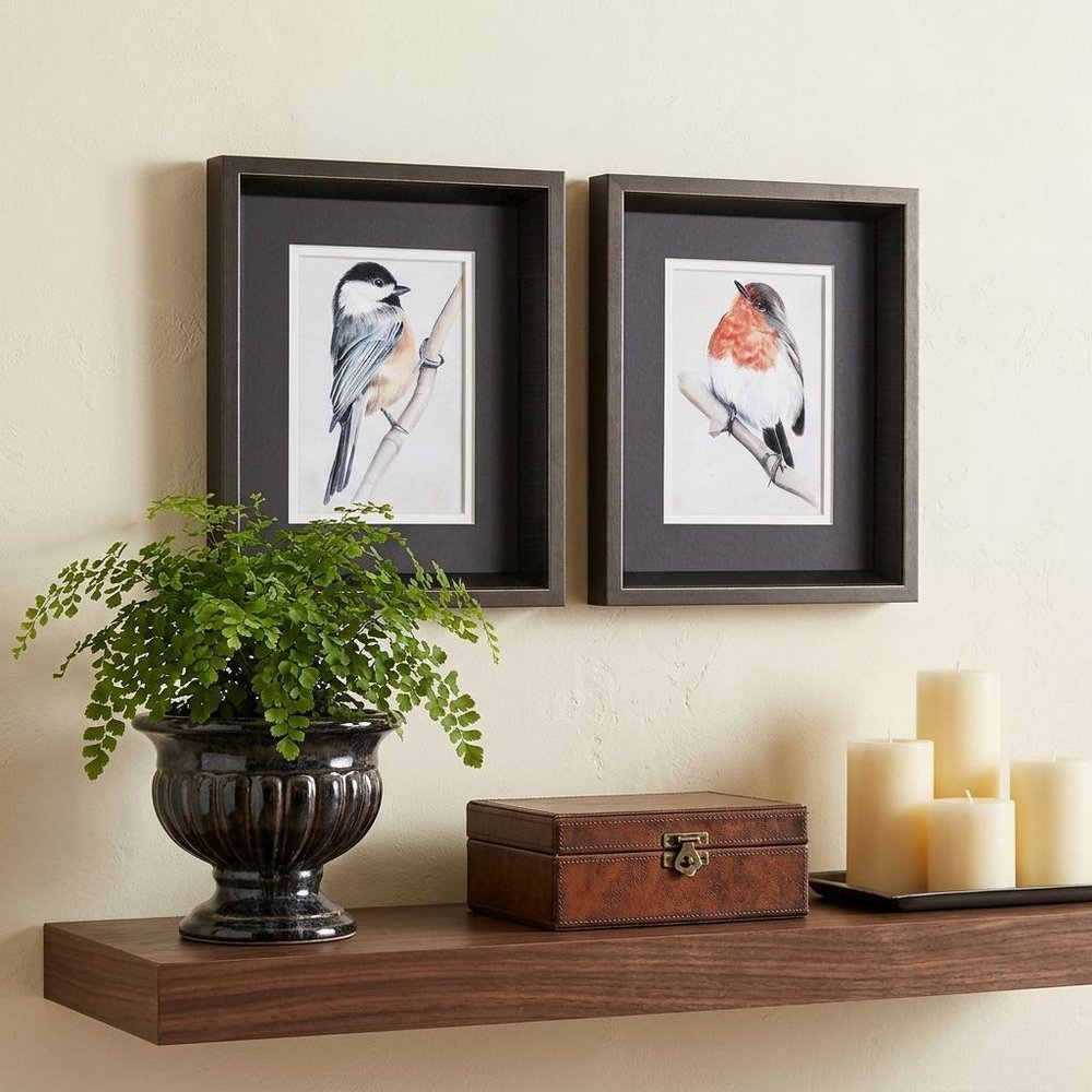 10" X 12" Brushed Silver Frame Bird On Branch (Set Of 2) — view 4