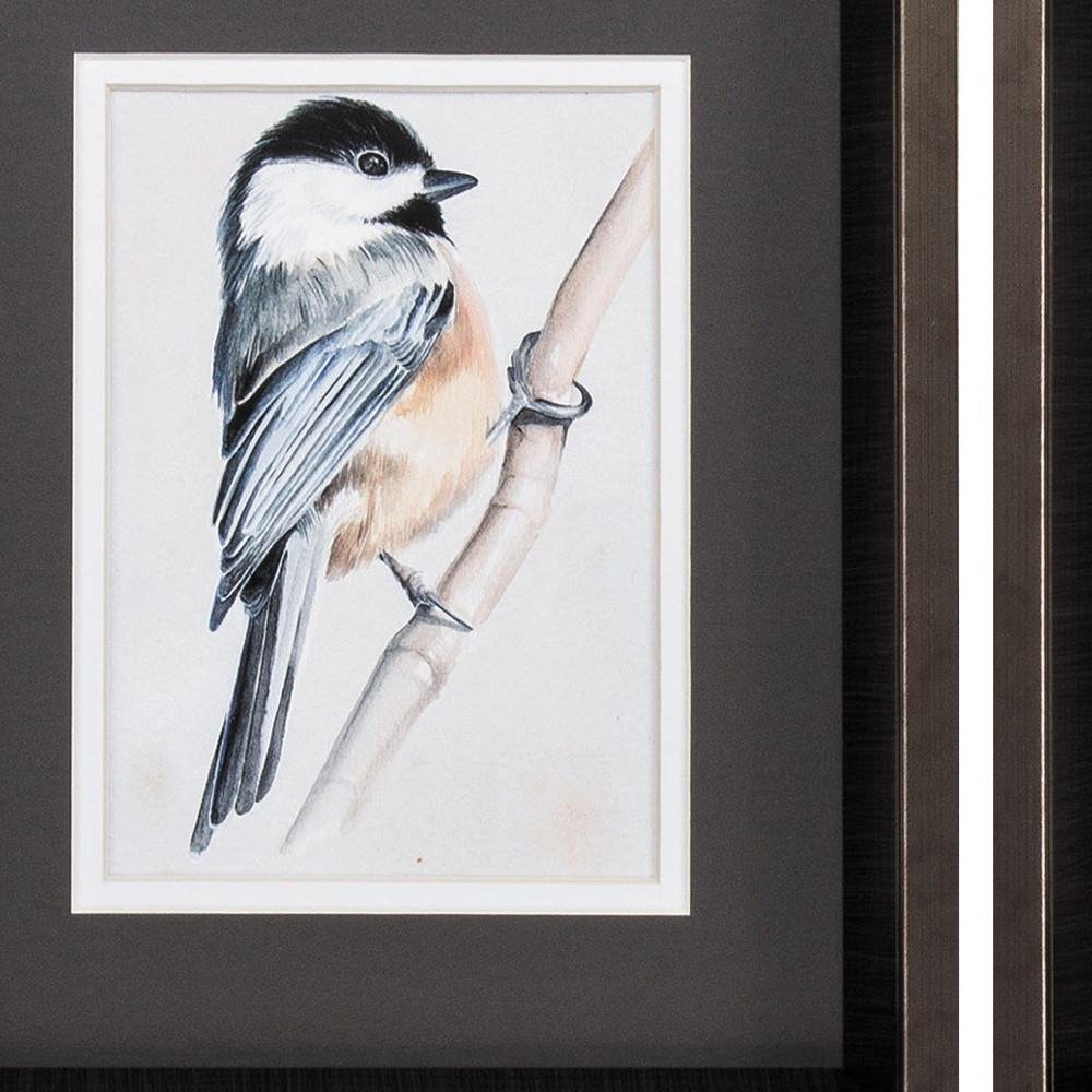 10" X 12" Brushed Silver Frame Bird On Branch (Set Of 2) — view 2