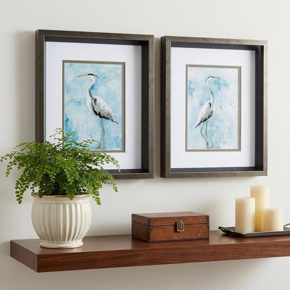 10" X 12" Brushed Silver Frame Hazy Morning Heron (Set Of 2) — view 4