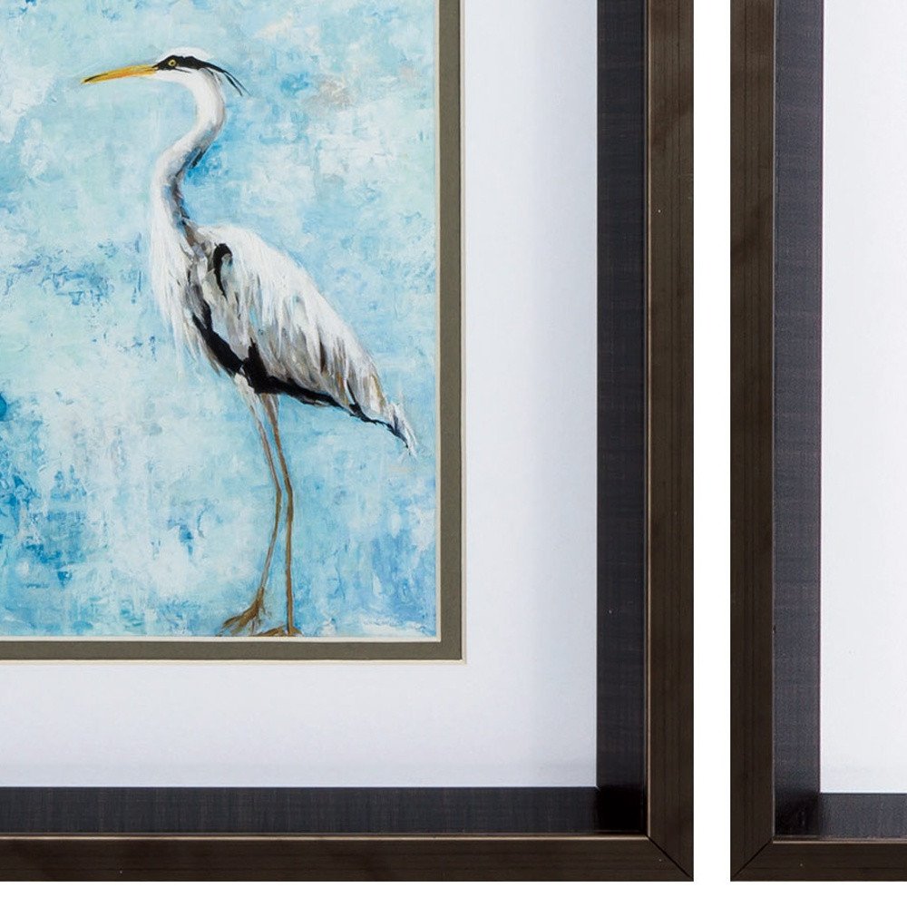 10" X 12" Brushed Silver Frame Hazy Morning Heron (Set Of 2) — view 2