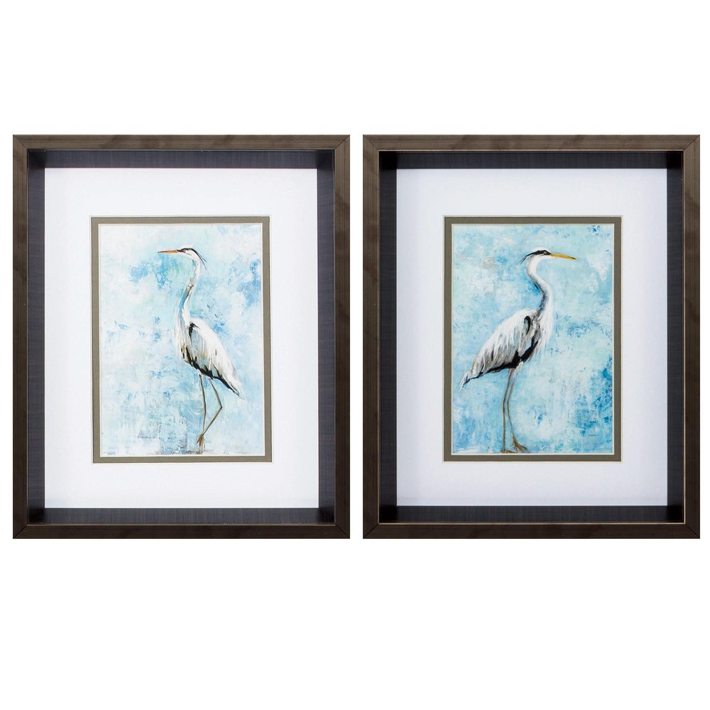 10" X 12" Brushed Silver Frame Hazy Morning Heron (Set Of 2) — view 3