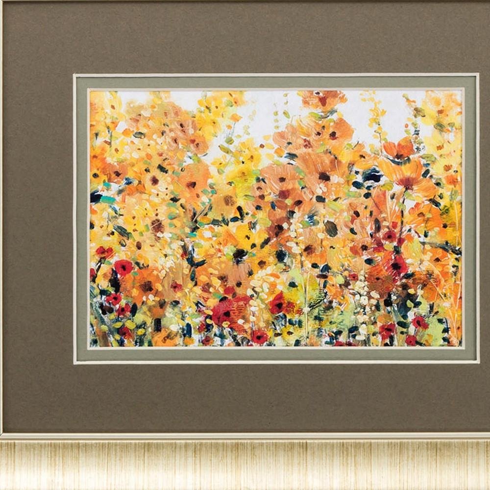 Set Of Two Pretty Summer Flowers Gold Framed Wall Art — view 3