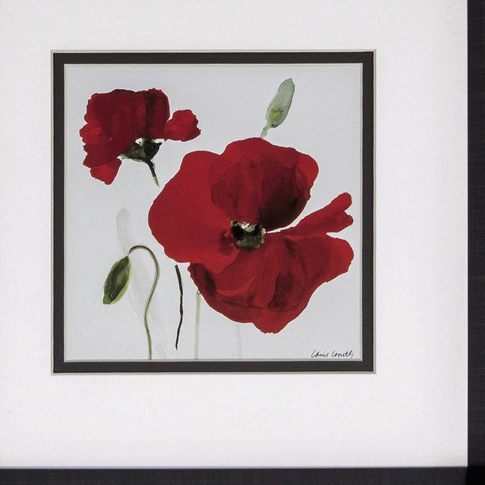 12" X 12" Brushed Silver Frame Red Poppy (Set Of 2) — view 2