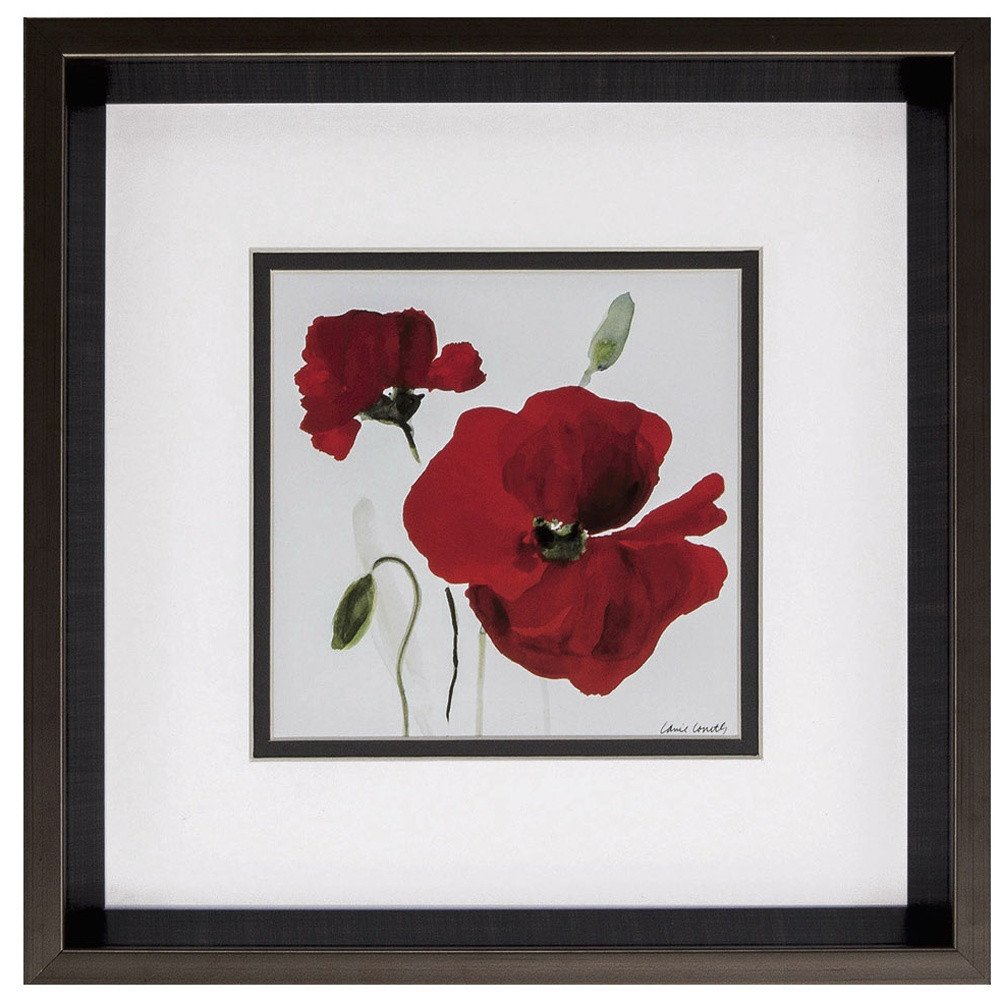 12" X 12" Brushed Silver Frame Red Poppy (Set Of 2) — view 3