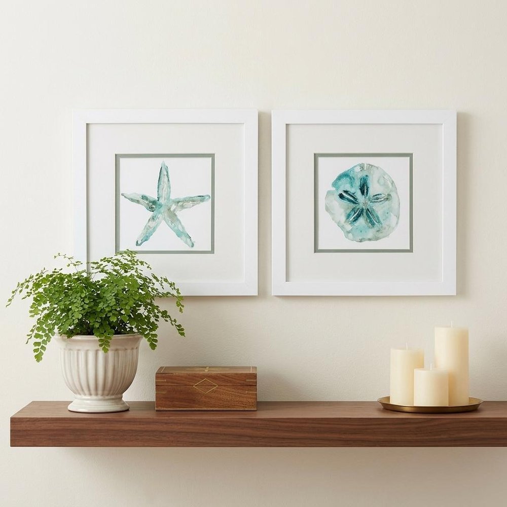 Set of Two Aqua Coastal White Square Framed Art — view 4