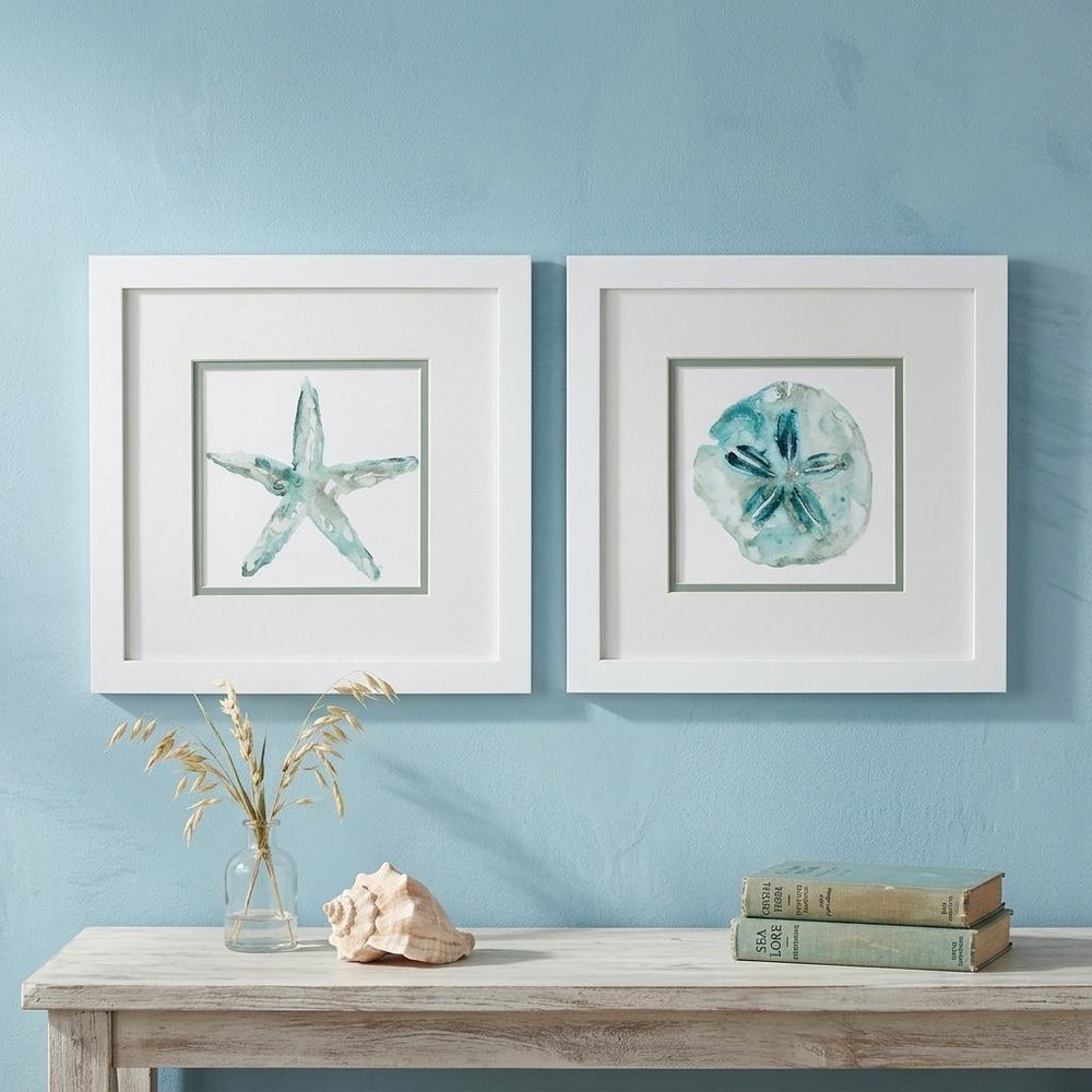 Set of Two Aqua Coastal White Square Framed Art — view 5
