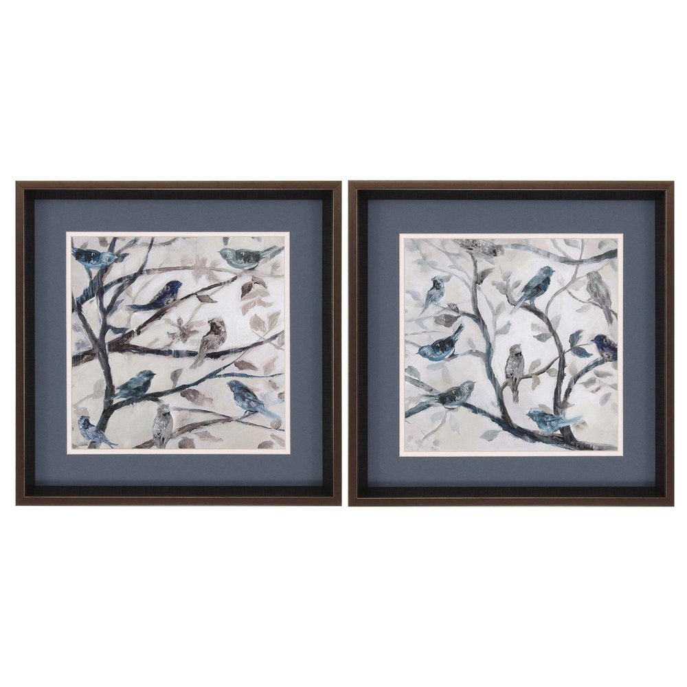 18" X 18" Brushed Silver Frame Morning Song (Set Of 2) — view 1