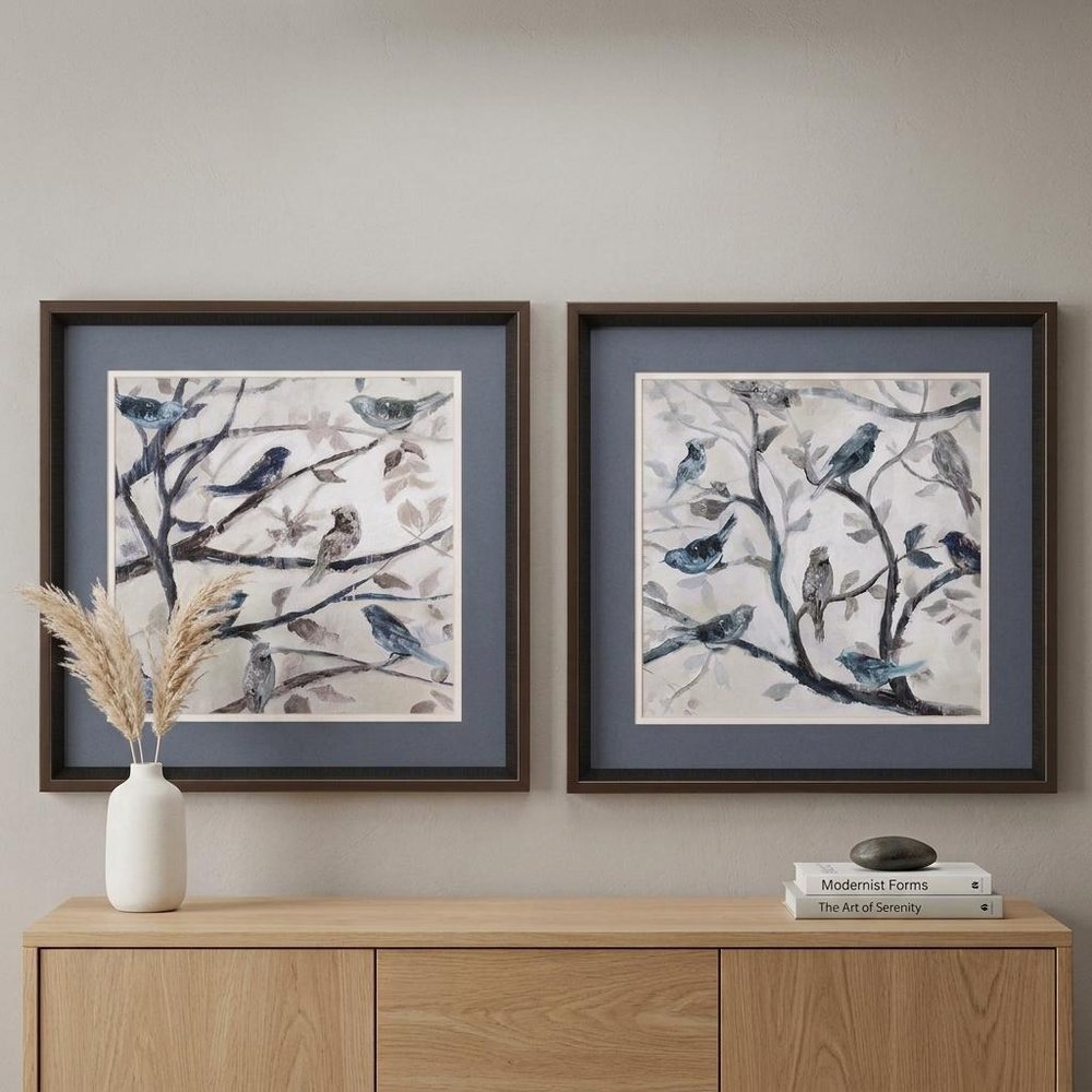 18" X 18" Brushed Silver Frame Morning Song (Set Of 2) — view 4