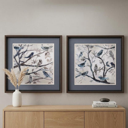 18" X 18" Brushed Silver Frame Morning Song (Set Of 2)