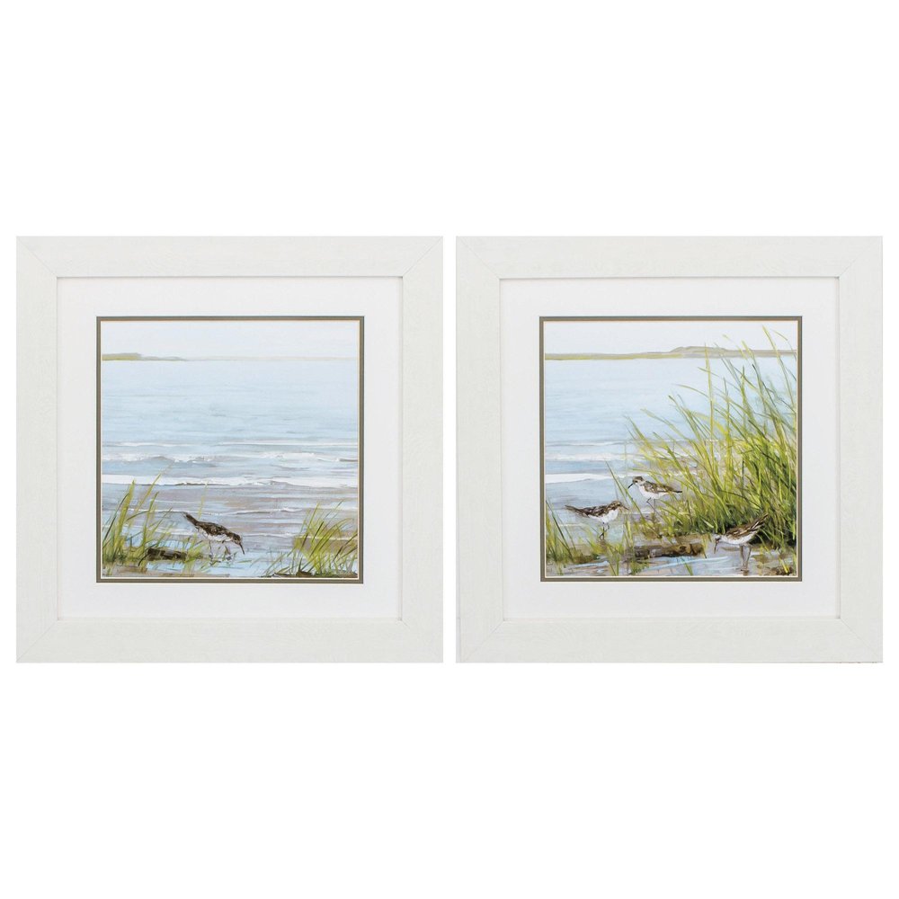 19" X 19" White Frame Afternoon On Shore (Set Of 2) — view 1