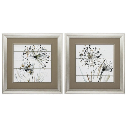 19" X 19" Brushed Silver Frame Natures Lace (Set Of 2)