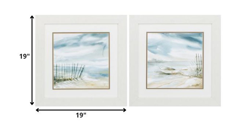 19" X 19" White Frame Subtle Mist (Set Of 2) — view 2