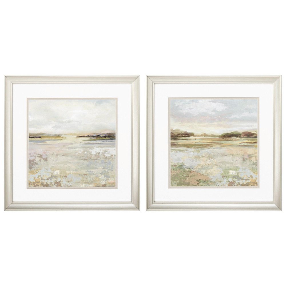 Set of Two 18" Sunset Landscapes Champagne Framed Wall Decor — view 1