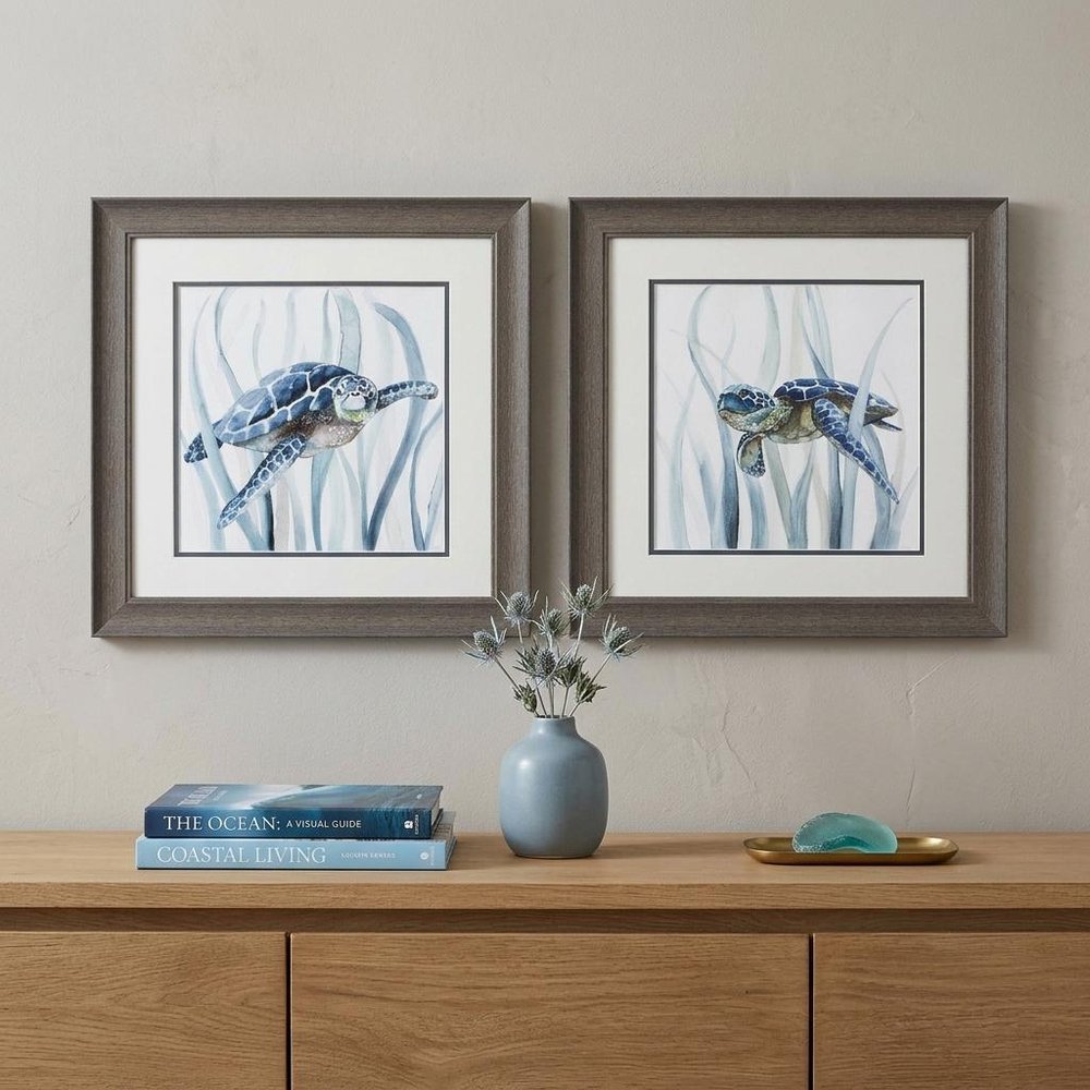19" X 19" Distressed Wood Toned Frame Turtle In Grass (Set Of 2) — view 4