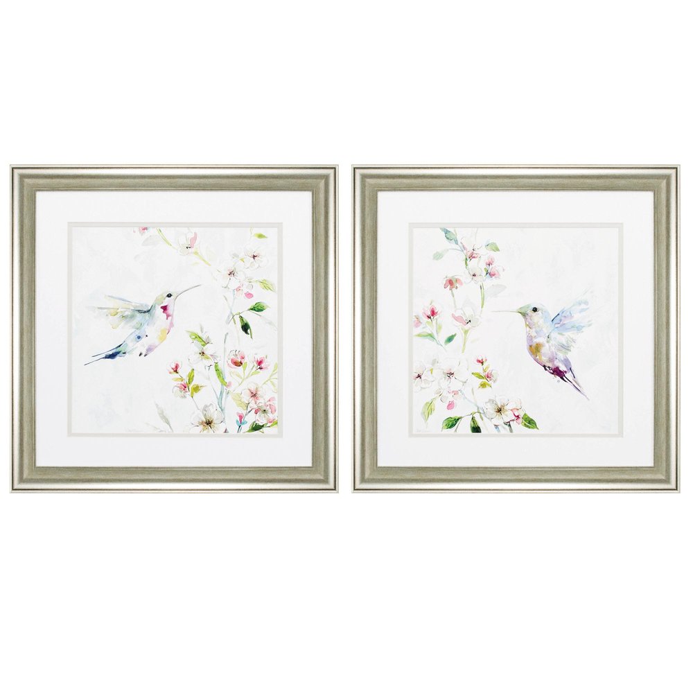 19" X 19" Brushed Silver Frame Hummingbird (Set Of 2) — view 1