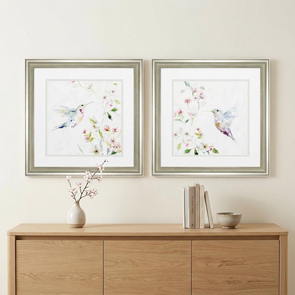 19" X 19" Brushed Silver Frame Hummingbird (Set Of 2) — view 4