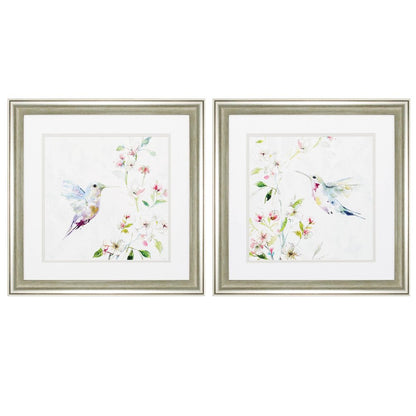 19" X 19" Brushed Silver Frame Hummingbird (Set Of 2)