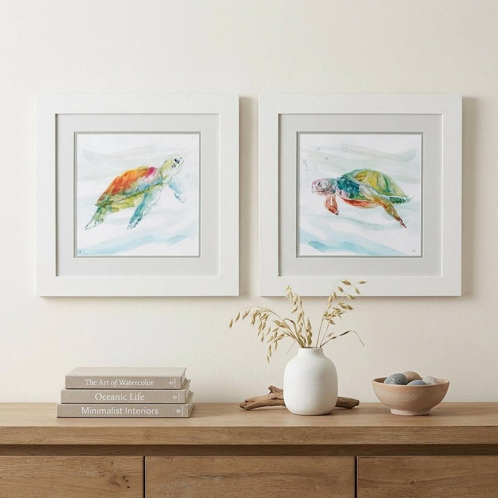 19" X 19" White Frame Turtle Tropics (Set Of 2) — view 4