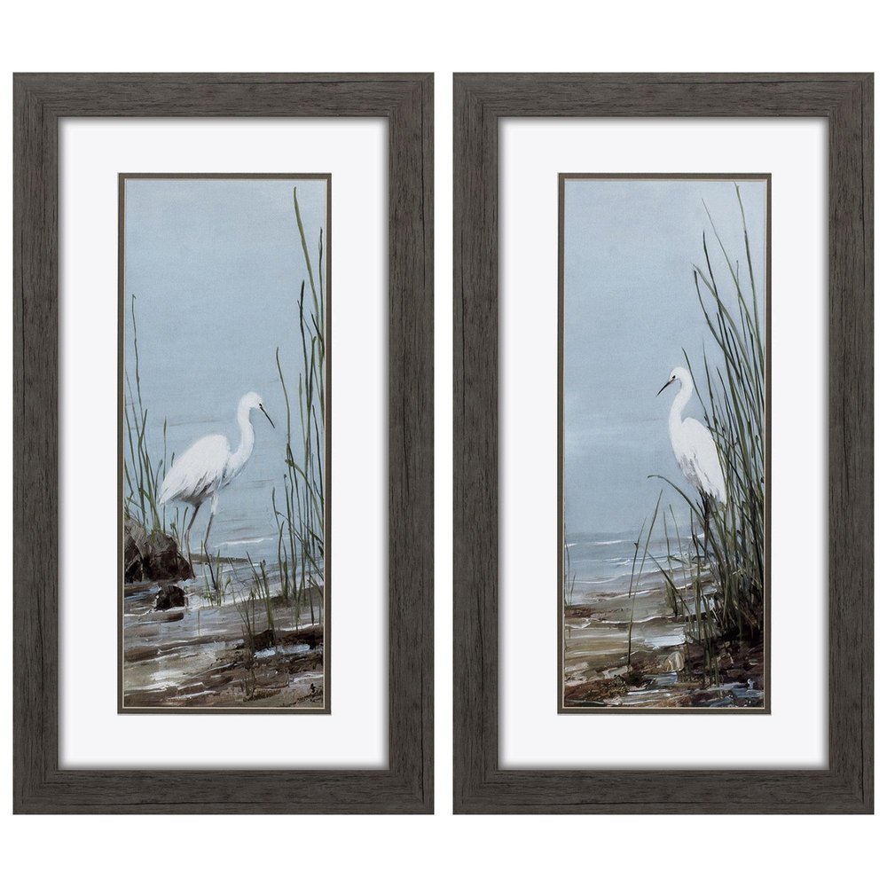 Set of Two Island Egret Brown Framed Art — view 1