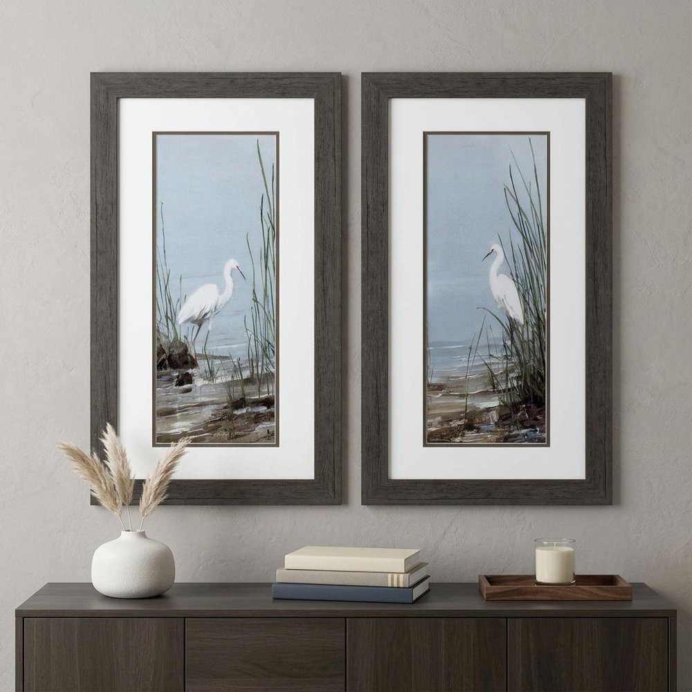 Set of Two Island Egret Brown Framed Art — view 4