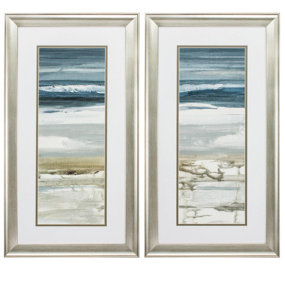 Set of Two 27" X 15" Ocean Print Silver Framed Art Wall Decor — view 1