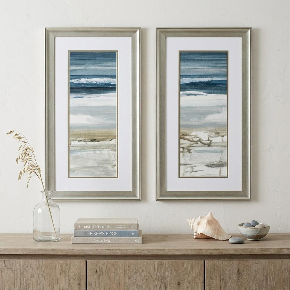 Set of Two 27" X 15" Ocean Print Silver Framed Art Wall Decor — view 5