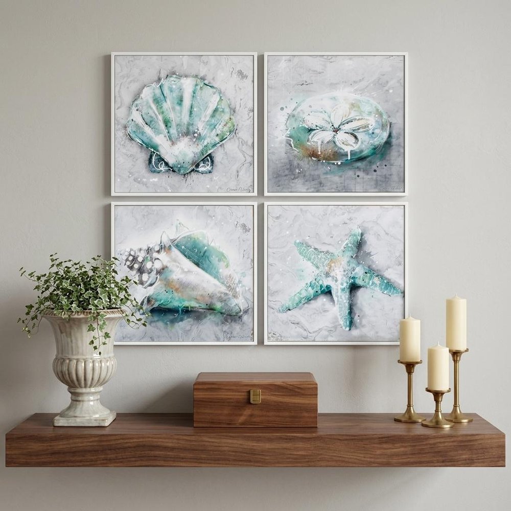 12" X 12" Matte White Frame Sealife (Set Of 4) — view 4