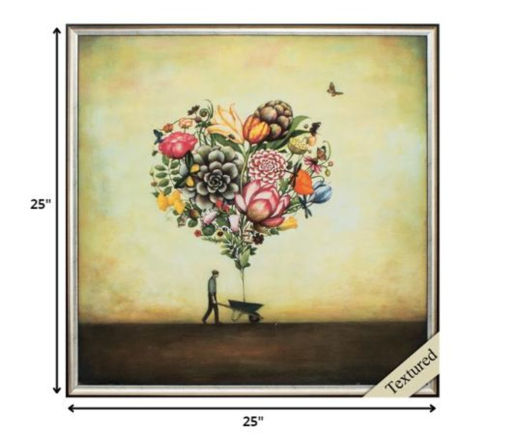 25" X 25" Silver Frame Big Heart Botany — view 1
