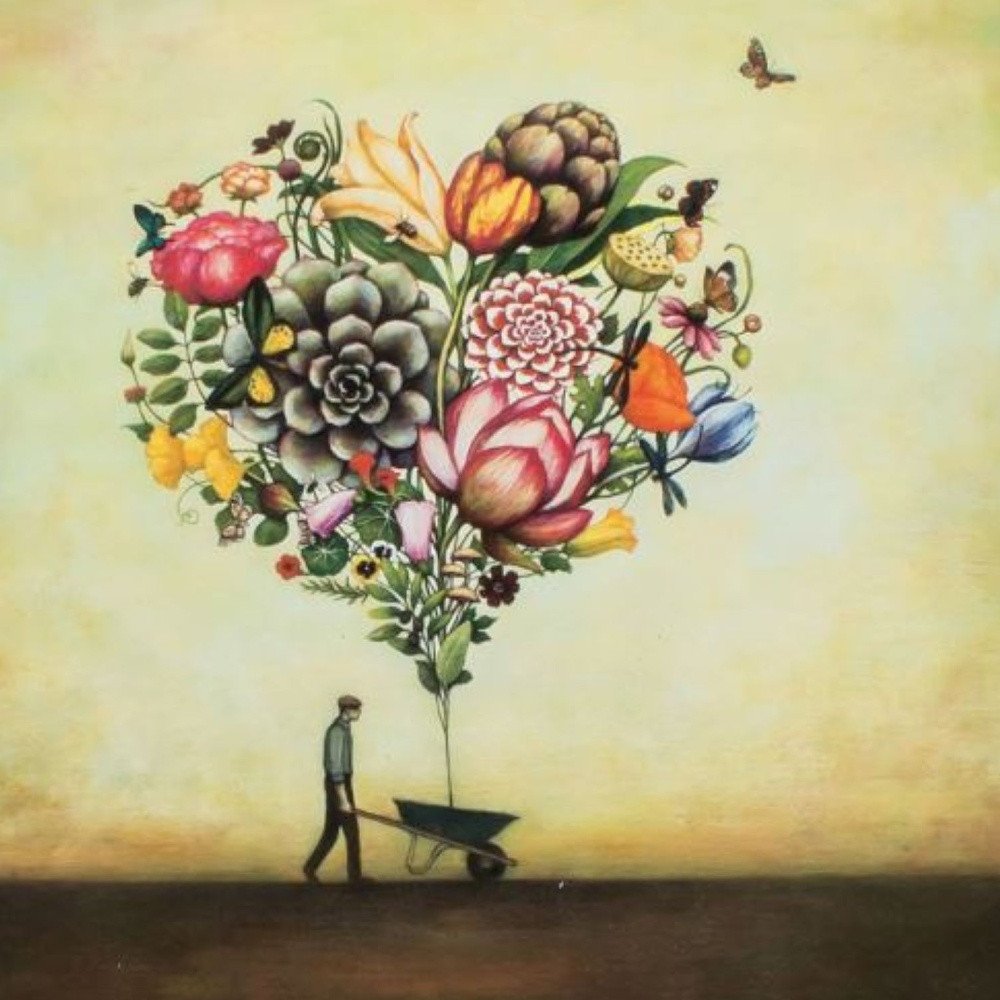 25" X 25" Silver Frame Big Heart Botany — view 3
