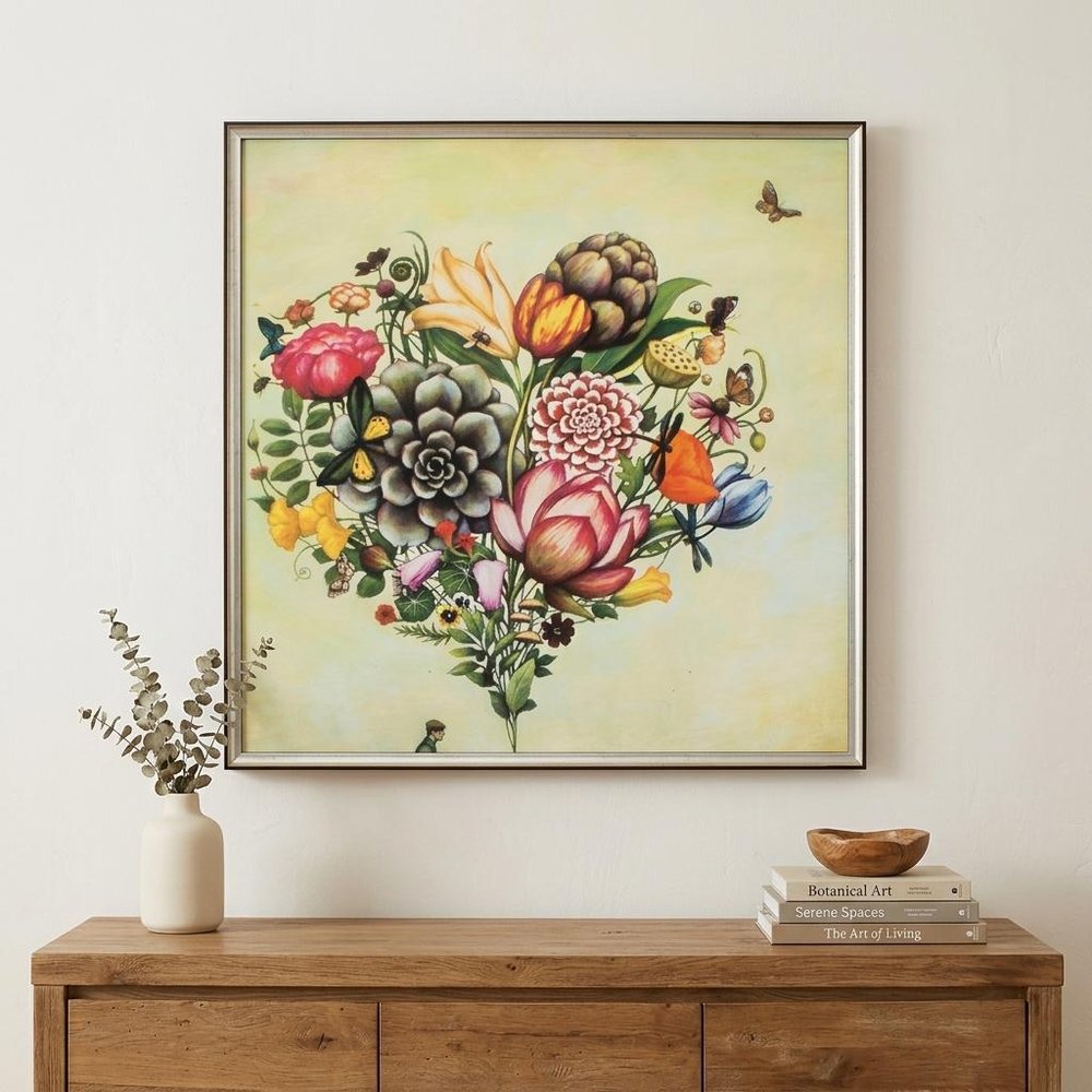 25" X 25" Silver Frame Big Heart Botany — view 5