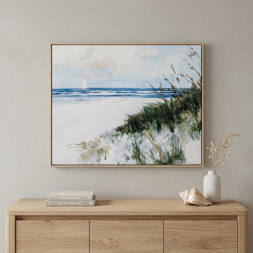 31" X 25" Woodtoned Frame Oak Island Sunrise — view 5