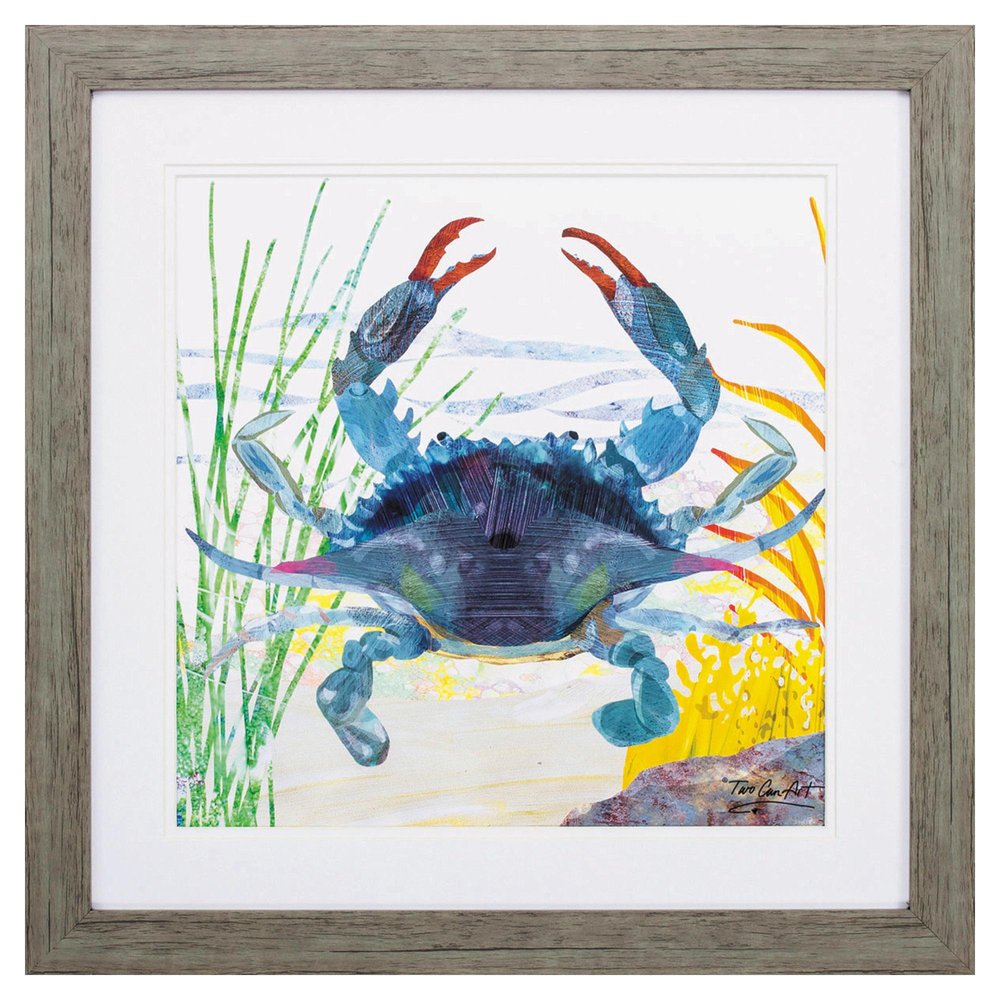 23" X 23" Woodtoned Frame Sea Creature Crab — view 1