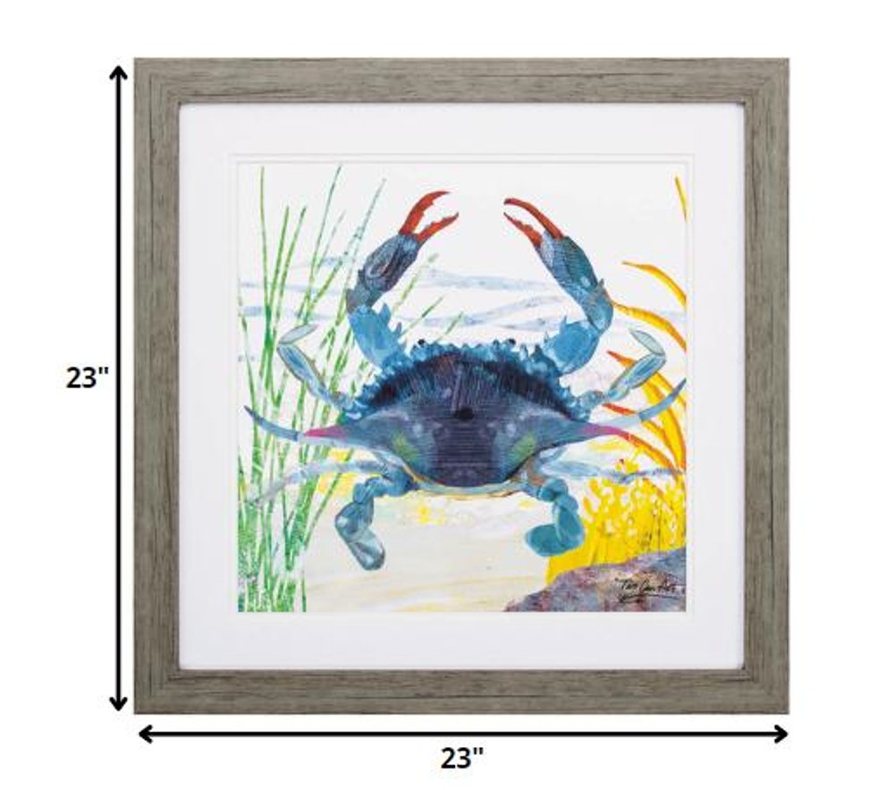 23" X 23" Woodtoned Frame Sea Creature Crab — view 2
