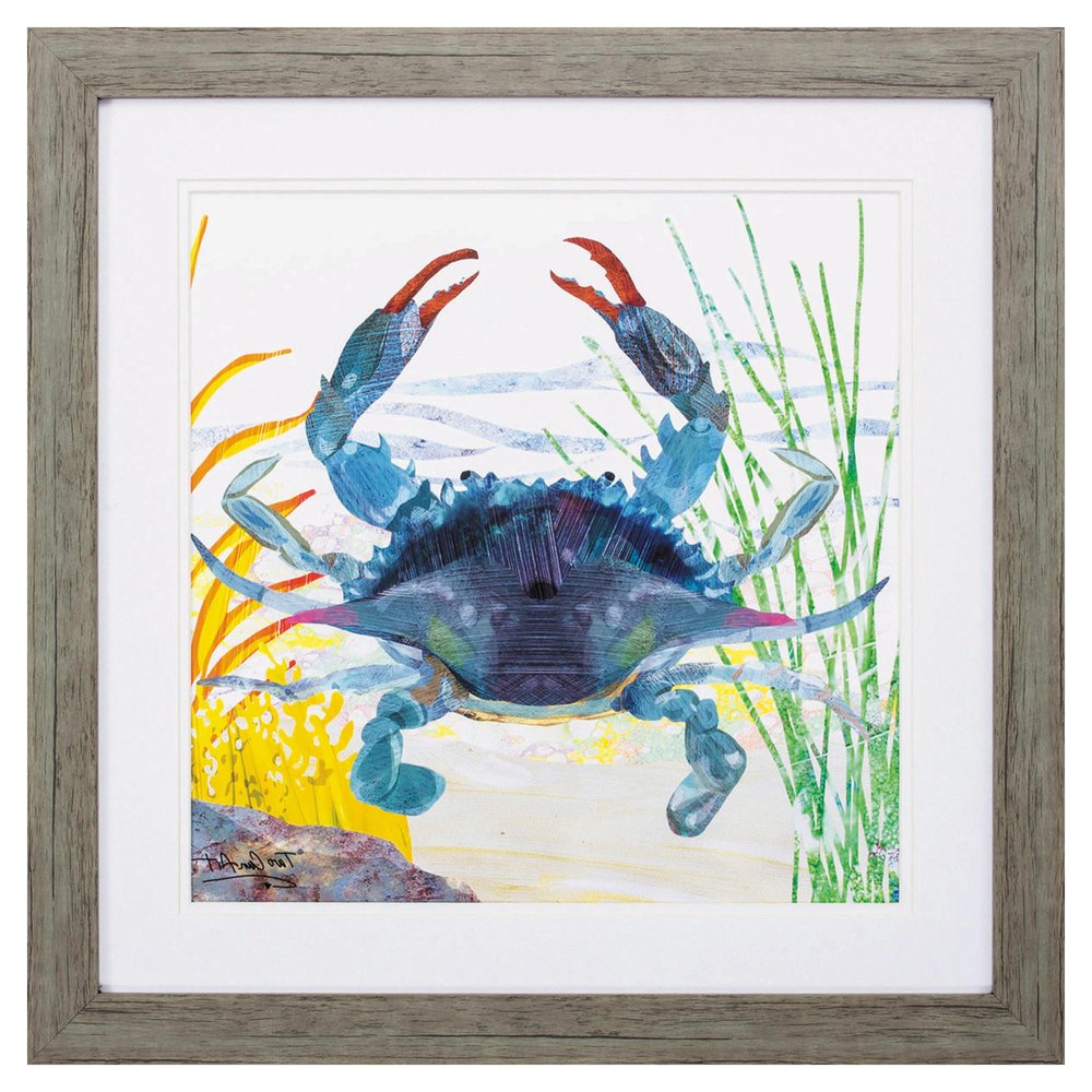 23" X 23" Woodtoned Frame Sea Creature Crab — view 3