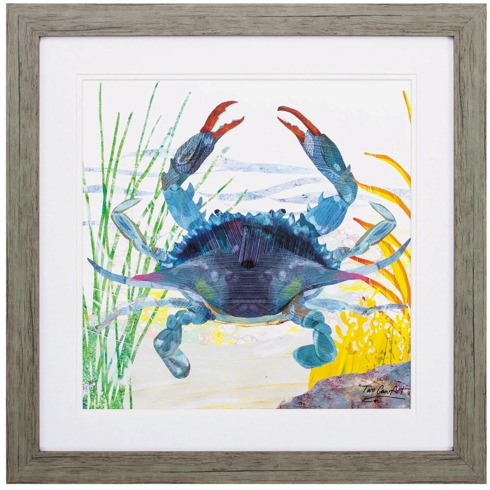 23" X 23" Woodtoned Frame Sea Creature Crab — view 4