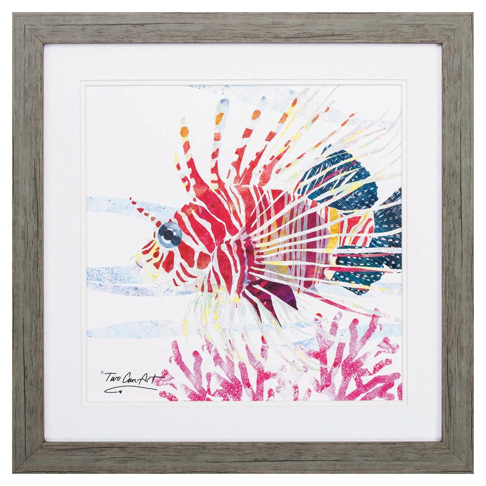 23" X 23" Sea Creature Fish Brown Square Framed Art — view 1