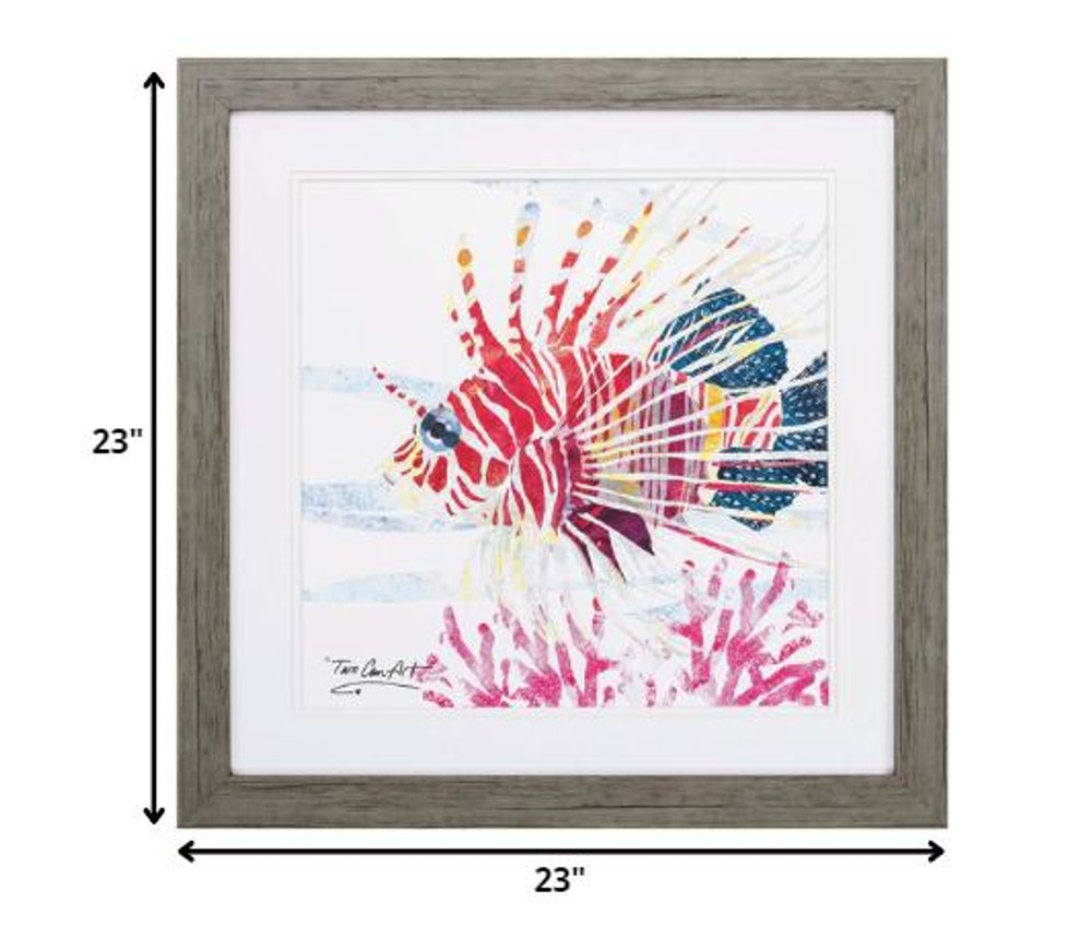 23" X 23" Sea Creature Fish Brown Square Framed Art — view 2