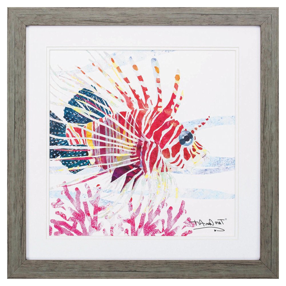 23" X 23" Sea Creature Fish Brown Square Framed Art — view 3