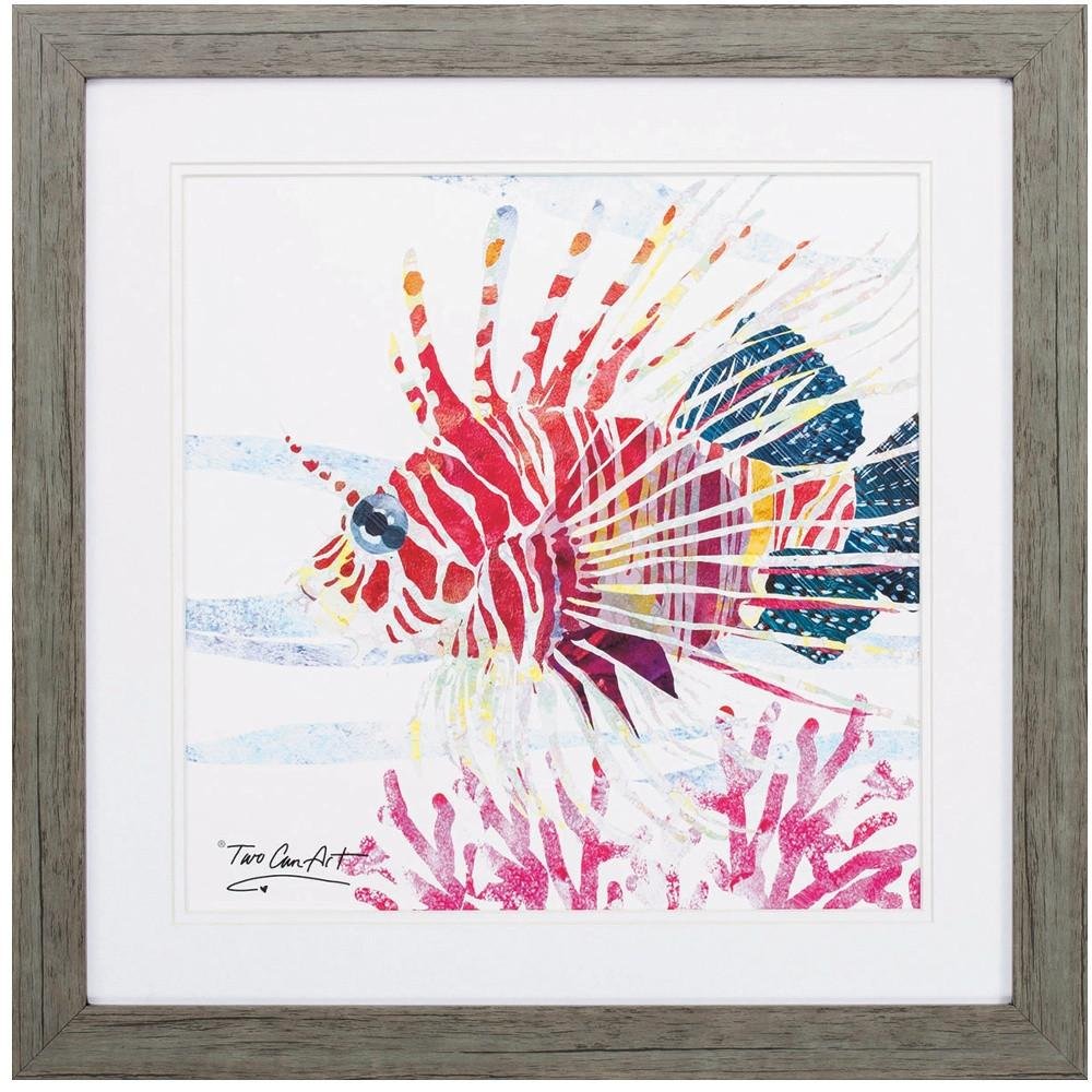 23" X 23" Sea Creature Fish Brown Square Framed Art — view 4