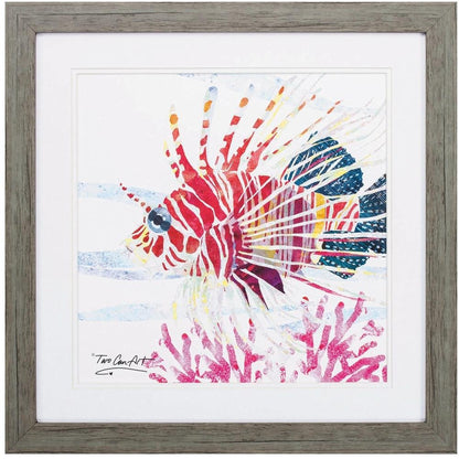 23" X 23" Sea Creature Fish Brown Square Framed Art